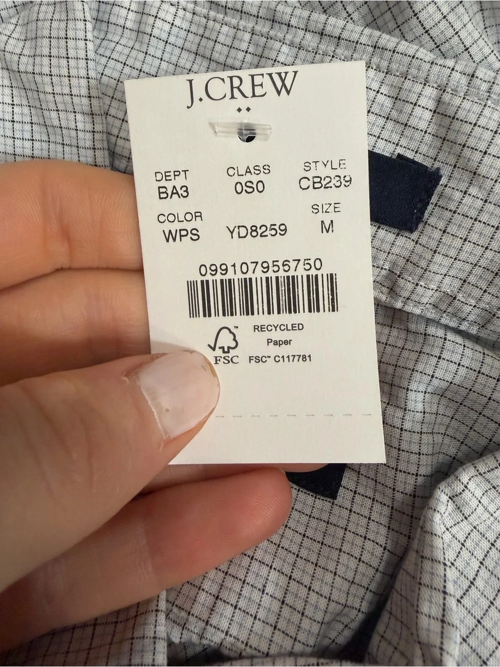 J crew white pale seascape Slim-fit flex casual shirt